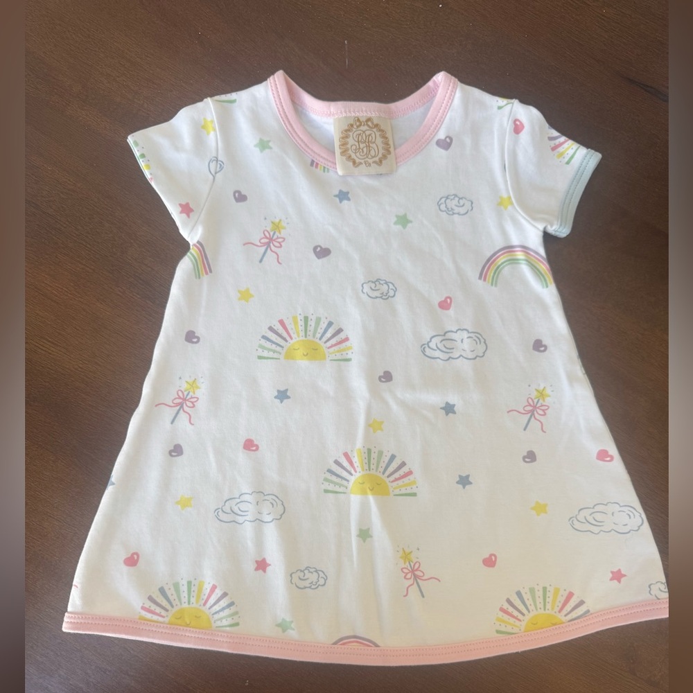 TBBC White Dress with Rainbow and Sun Print